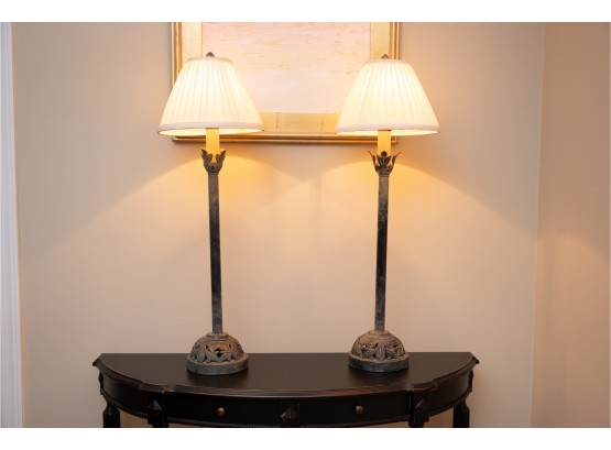 Pair Of Candlestick Lamps  B