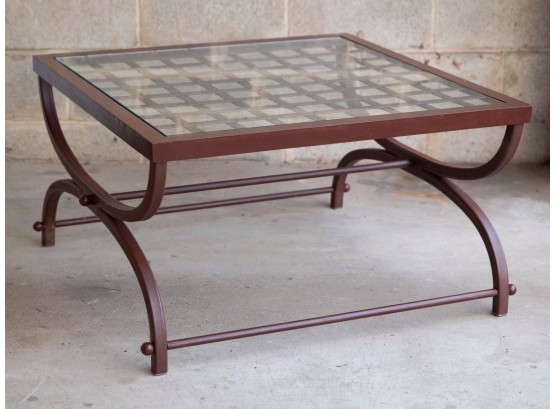 Metal And Glass Square Coffee Table   B