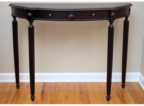 Wooden Demilune Table With Painted Black Distressed Finish (2 Of 2)   B