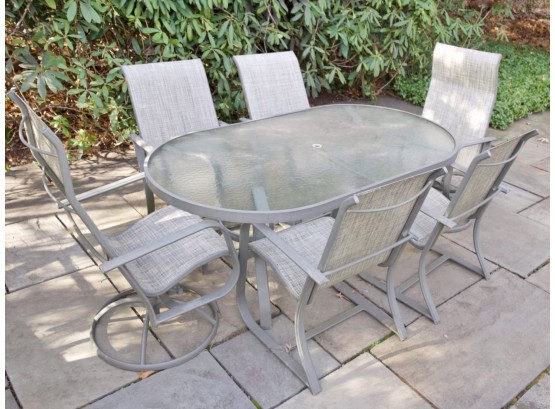 Outdoor Table & Six Mesh Chairs   A