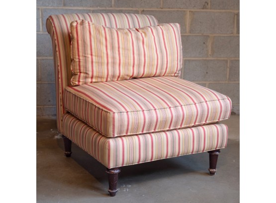 Slipper Chair Upholstered In Striped Fabric   B