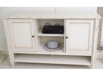 Off White Wooden Console Entertainment Piece  A