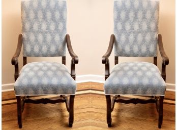 Pair Of Antique Dining Chairs With Arms, Imported From England  A