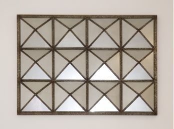 Unique Pyramid Wall Mirror In Antiqued Metal Frame  A