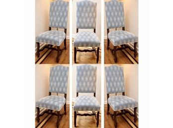 Six Antique Dining Chairs With Custom Upholstery, Imported From England  A
