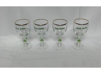 Lot Of 4 Irish Coffee Drinking Glasses With Gold Trim