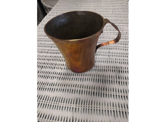 Antique Handworked Copper Mug With Rainbow Sheen