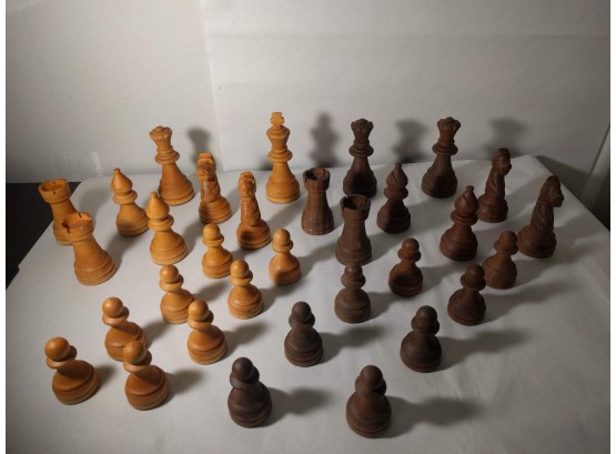 Set Of Large Wooden Chess Pieces