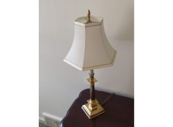 Pretty & Regal Brass Lamp With Lampshade And Switch - Working Fine!