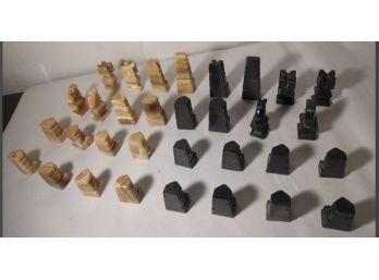 Carved Stone Chess Pieces Complete Set