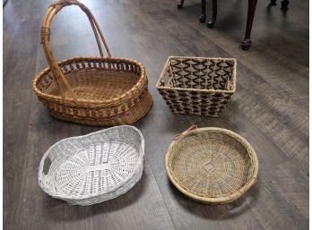 4 Wicker Baskets In Various Styles