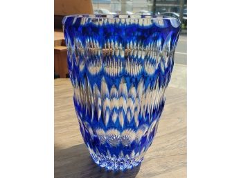 Stunning Cobalt Blue Bohemian Cut Glass Vase - Simply Lovely