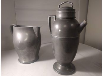 Pair Of Vintage Pewter Pitchers -one By Insico & One By Concord