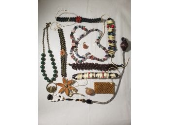 Natural Beauty Jewelry Lot. Beads, Seeds, Stones And Leather
