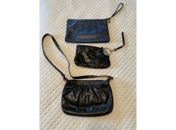 Lot Of Three Leather Handbags Purses Clutches Pocketbooks