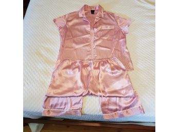 Pretty In Pink Striped Secret Treasures PJ's - Top Shirt & Bottoms Too.