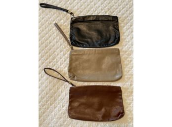 Three Small Leather Clutch Handbags Purses