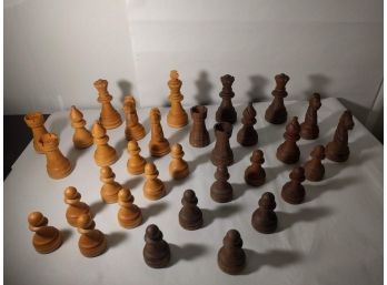 Set Of Large Wooden Chess Pieces
