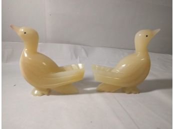 Pair Of Carved Stone Birds