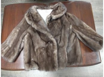 Small Vintage Fur Coat, With Embroidered Grey Silk Lining. By Kramers Of New Haven