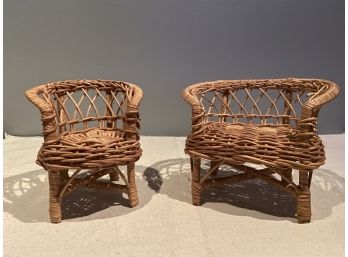 Vintage Wicker Small Plant Stands