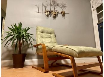 Vintage Danish Teak Cantilever Reclining Chair And Ottoman