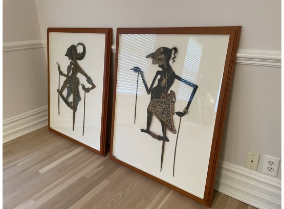 Pair Of Framed Indonesian Puppet Figures