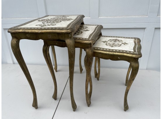 Set Of Three Gilted Nesting Tables