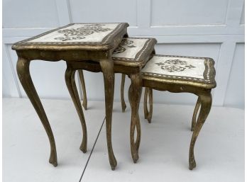 Set Of Three Gilted Nesting Tables