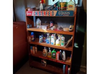 Vintage Store Display Shelf Unit With Six Signs Of Chesterfields Cigarettes  With Casters