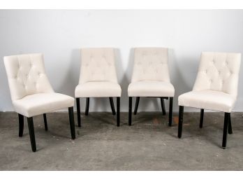 Set Of Four Button-back Dining Chairs In White