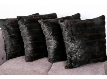Set Of Four Brown Faux Fur Large Throw Pillows From Vanity Living Home