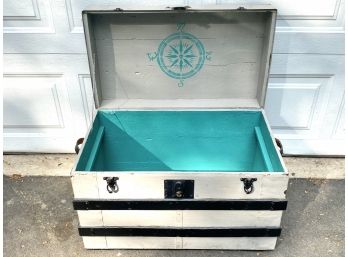 Antique Painted Trunk On Wheels
