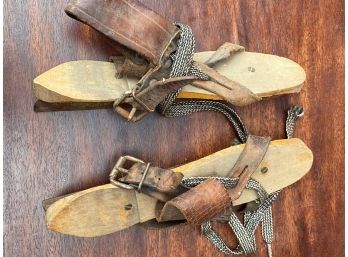 Early Antique Nordic Wooden Ice Skates