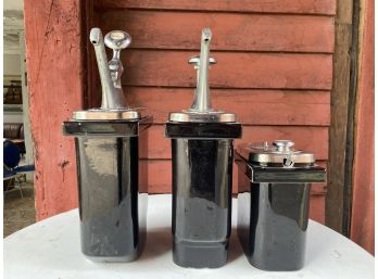 Art Deco Style Porcelain Fountain Dispensers With Stainless Steel Tops/Pumps