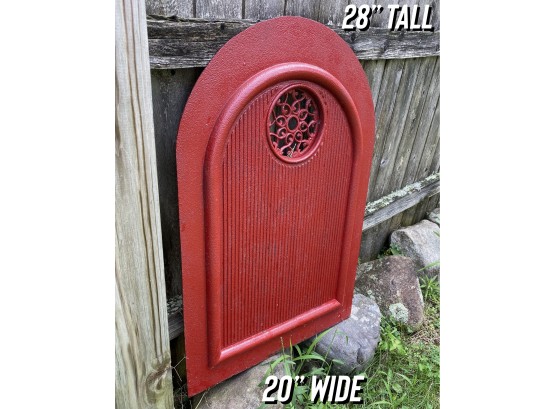 Barn Find ~ Painted Red Very Heavy Steel Round Top Antique Plate Door