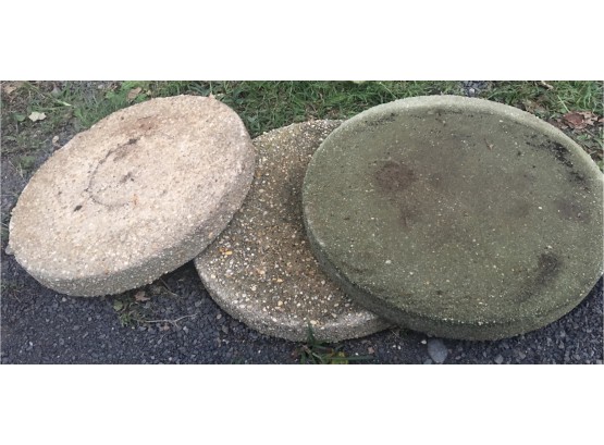 Barn Find ~3 Large Round Cement Stepping Stones