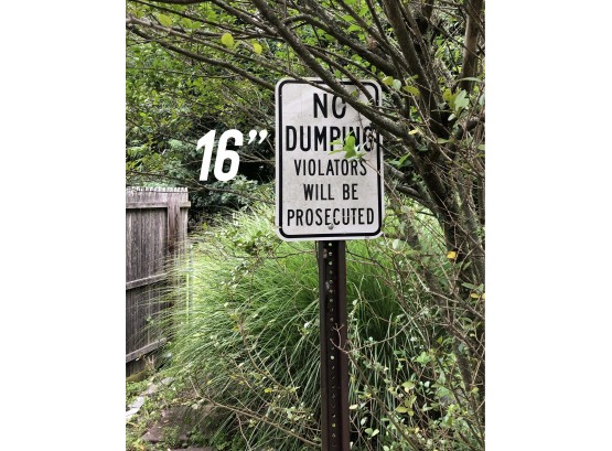 No Dumping Street Sign ~ 16' Excluding Pole