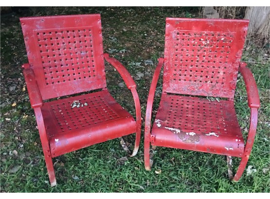 Barn Find ~ Vintage Metal Painted Rocking Lawn Chairs
