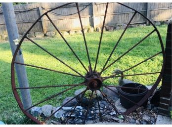 Barn Find ~ Antique Iron Wagon Wheel