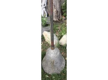 Barn Find ~ Heavy Cement Pole Stand With Pole