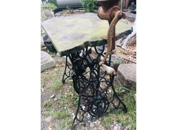 Barn Find ~ Antique Singer Sewing Machine Base With Marble Top