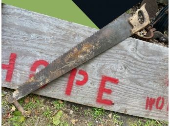 Barn Find ~ Double Handled Lumberjack Saw Just Under 5 Feet Including Handle