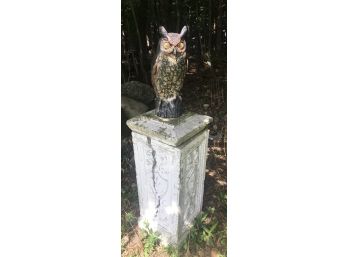Barn Find ~ Cement Garden Pillar With Owl