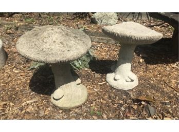 Garden Find ~ Two Whimsical Happy Mushrooms