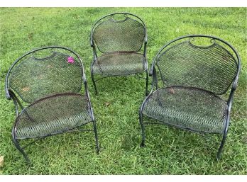 Barn Find ~ A Trio Of Stylish Comfortable Sturdy Extra-Wide Mesh Steel Garden Chairs