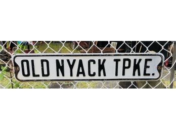 Auth. Old Nyack Turnpike Enamel Embossed Metal Real Street Sign