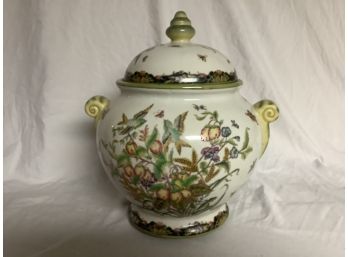 Antique Chinese Hand Painted Ceramic Jar With Lid