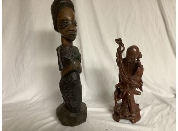 Goddess Statue African-American Art Carving Wood Fertility And Hand Carved Japanese God Of Longevity