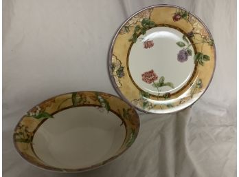 Two Serving Dishes 222 Ffth PTS International Tuscany Rose Fine China